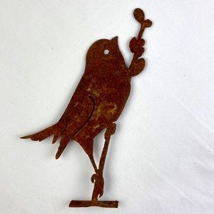 Y2K rustic robbin sparrow metal bird silhouette garden fence ornament metal